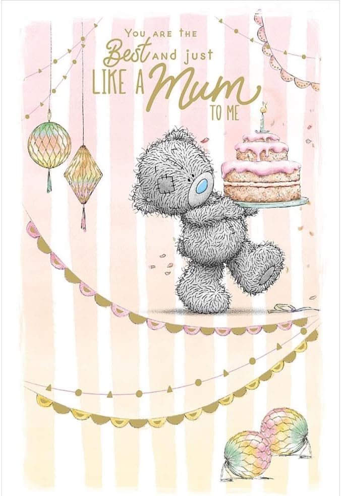 Bear Carrying Cake Like A Mum To Me Birthday Card