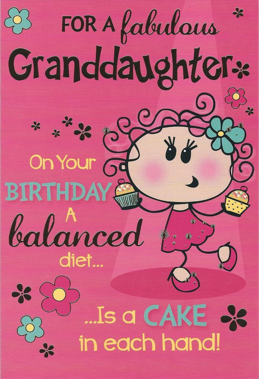 For Granddaughter Cake Witty Words Birthday Card