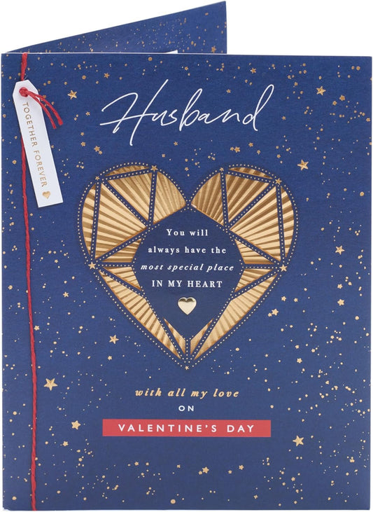 Intricate Gold Heart Husband Valentine's Day Card