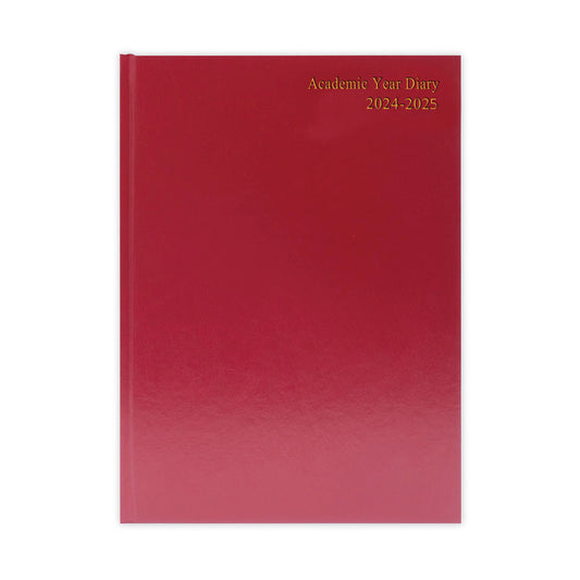 2024-2025 A5 Day Per Page Burgundy Academic Diary