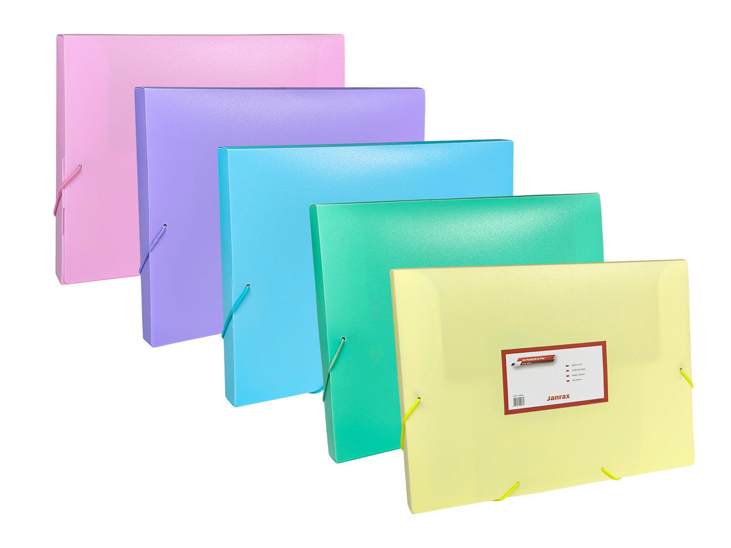 Pack 5 Pastel Purple A4 Elastic Closure Box Files