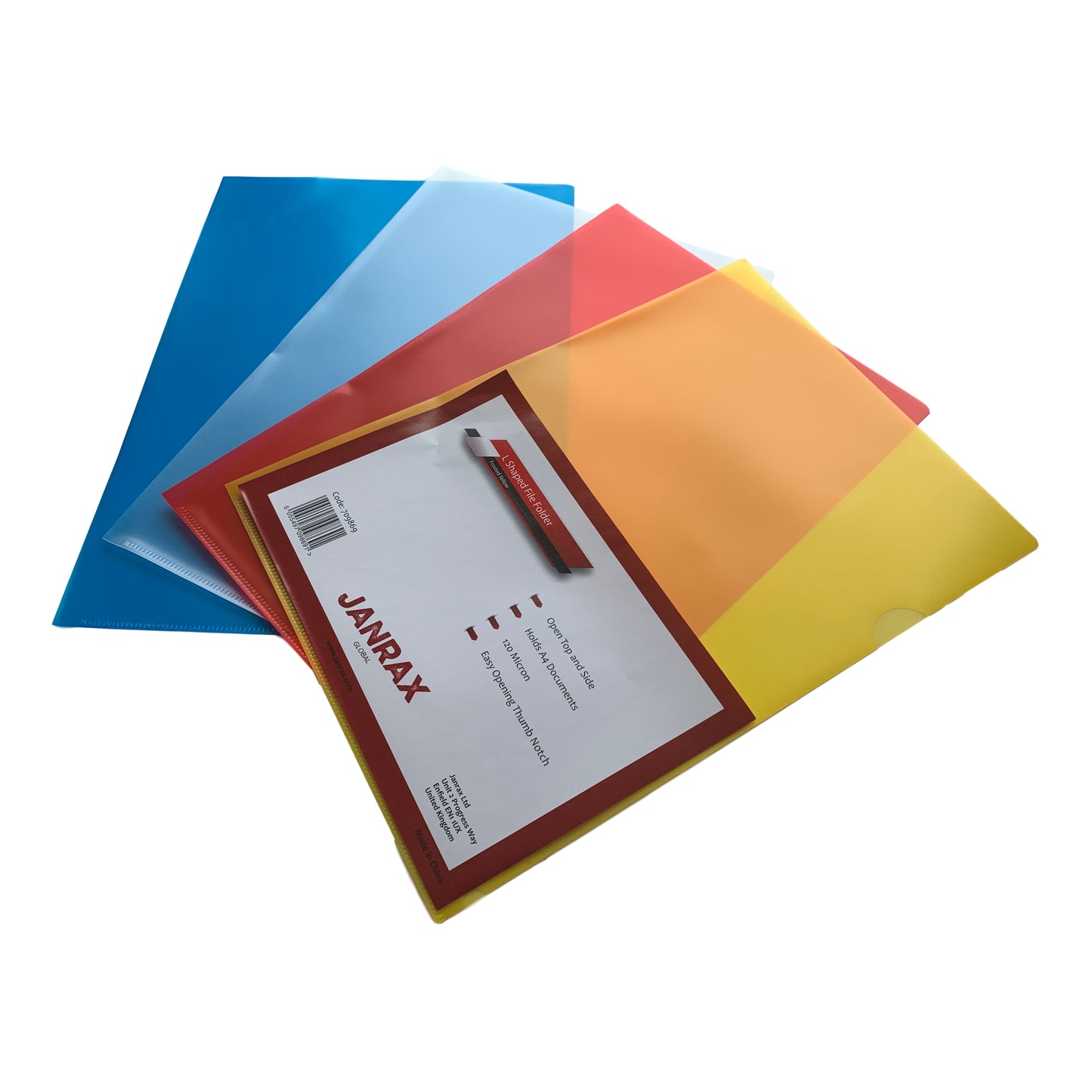 Pack of 50 A4 Clear L Shaped Open Top and Side Report File Folders