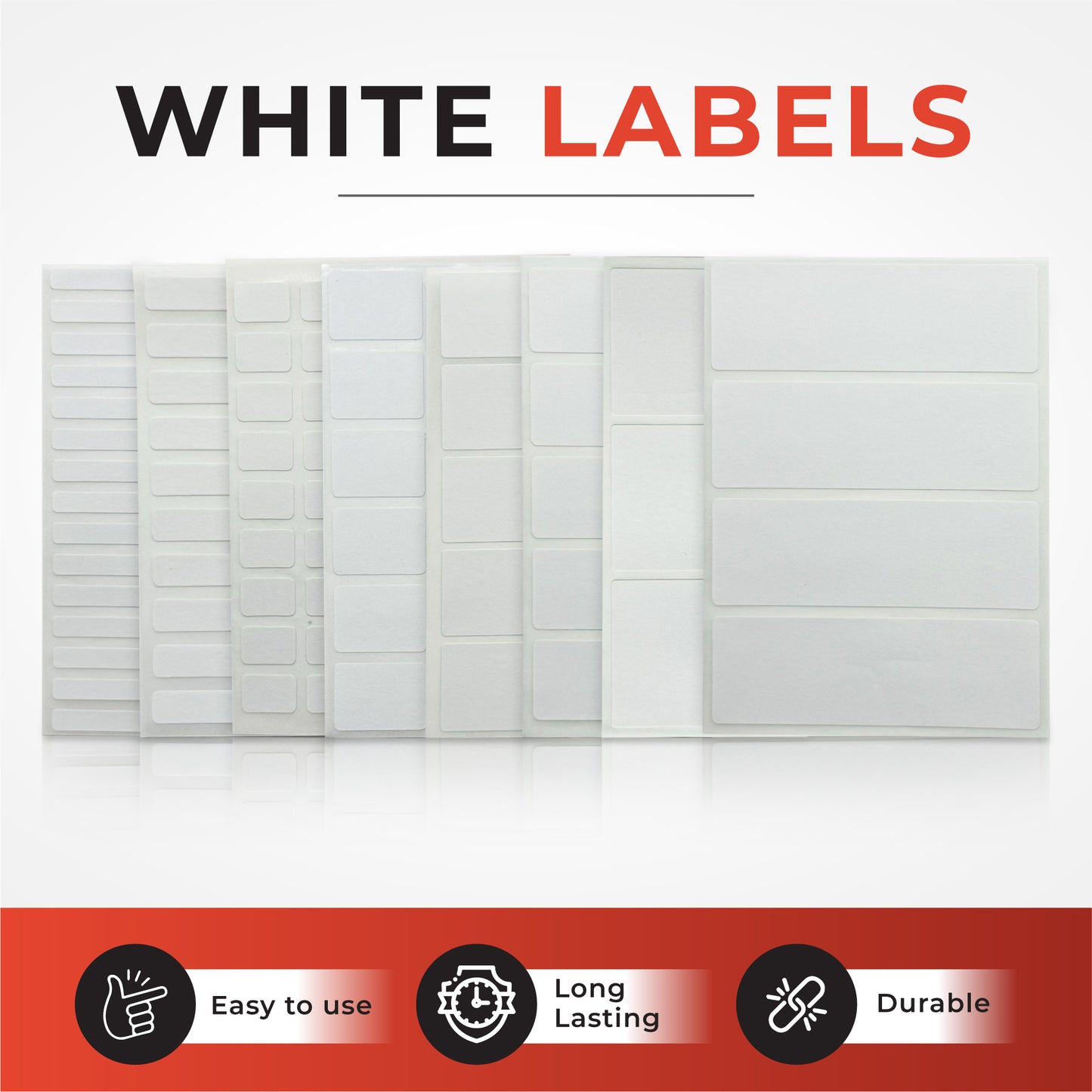 Pack of 140 White 25x75mm Rectangular Labels - Adhesive Stickers