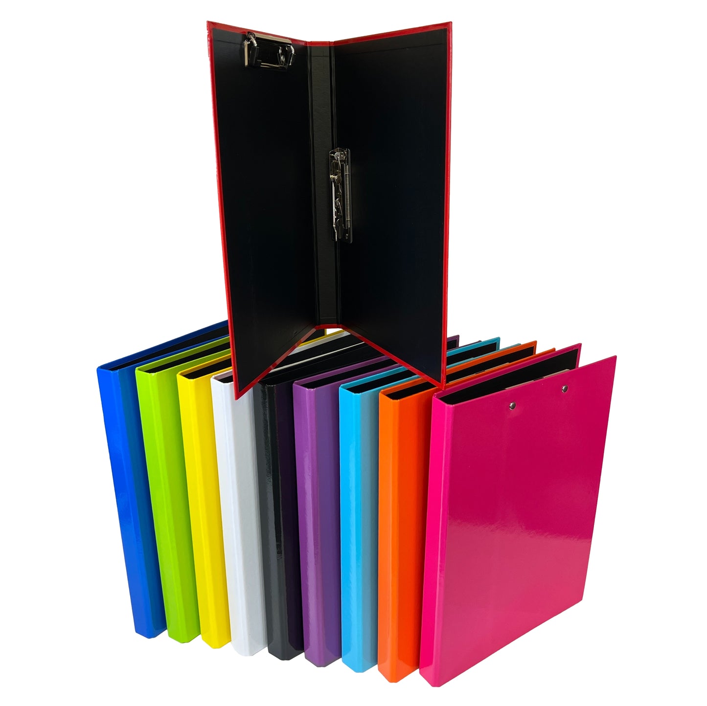 Pack of 10 Assorted Colour A4 Clipboard Document Clamp File Folders