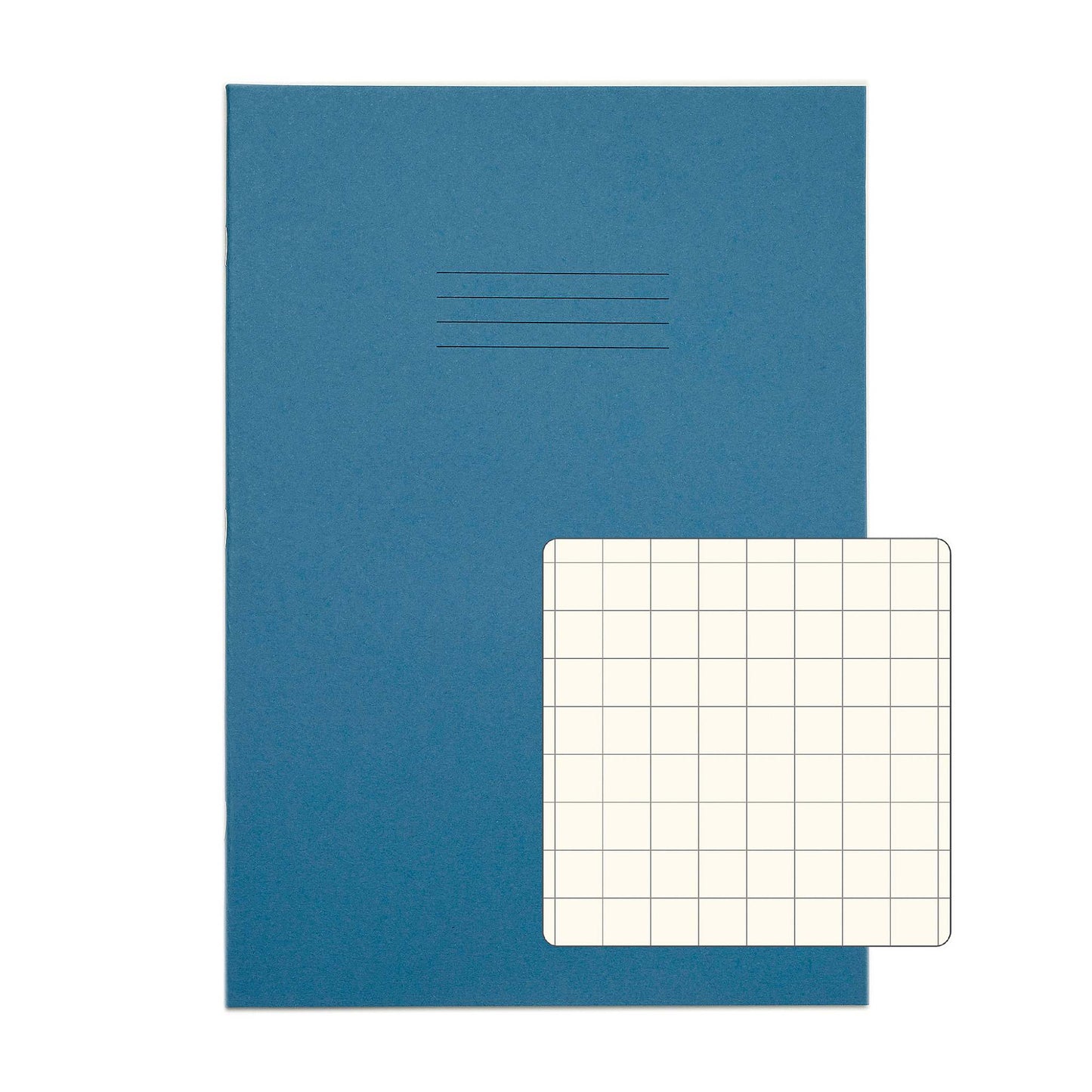 Pack of 10 Rhino A4 48 Page Light Blue with Cream Tinted Paper 10mm Squared Exercise Books