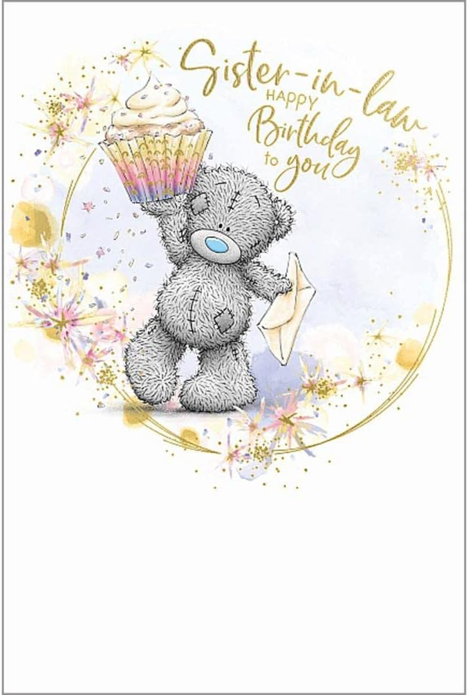 Bear Holding Cupcake And Card Sister In Law Birthday Card