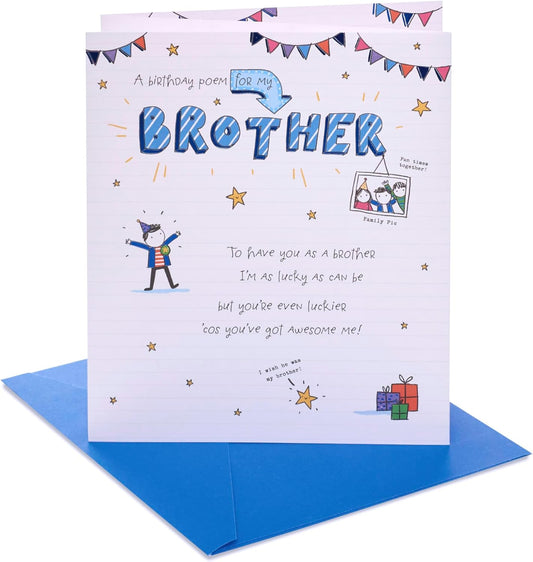 Doodle Poem Design Brother Birthday Card