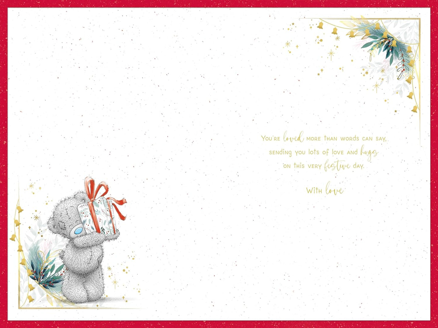 Bear With Present Lovely Daughter Christmas Card 	