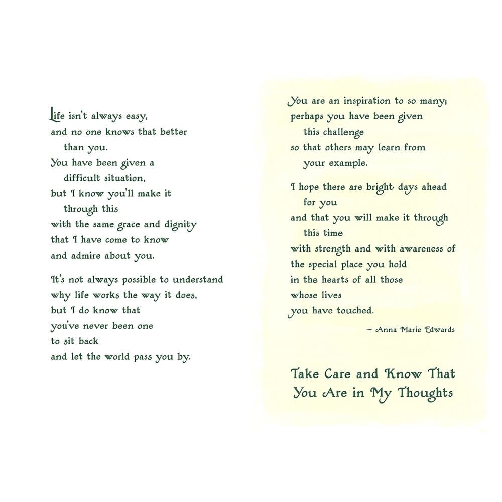 Feel Better Get Well Encouragement Sentimental Verses Keepsake Greeting Card