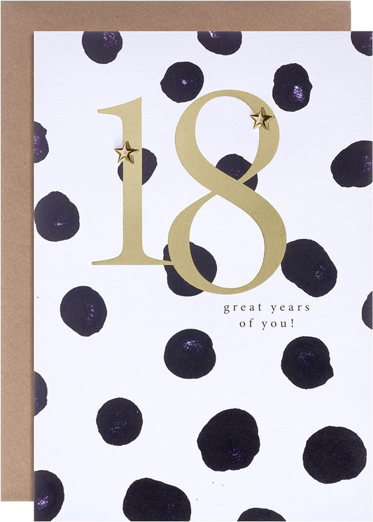 Contemporary Text Based Polka-dot Design 18th Birthday Card