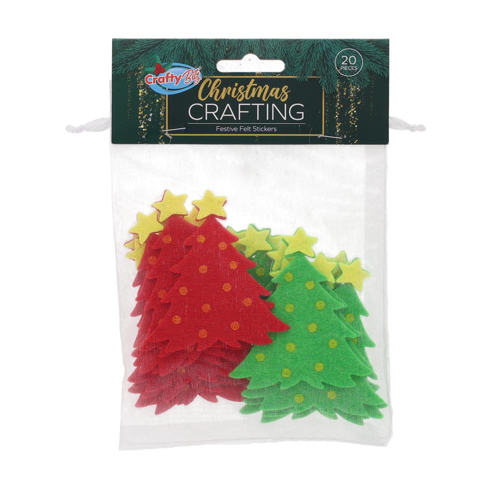 Pack of 20 Christmas Festive Felt Crafting Stickers by Crafty Bitz