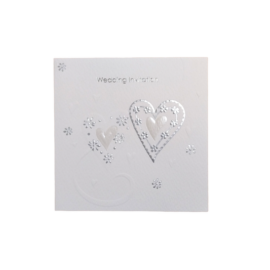 Pack of 5 Luxury White Ribbon Wedding Invitation Cards