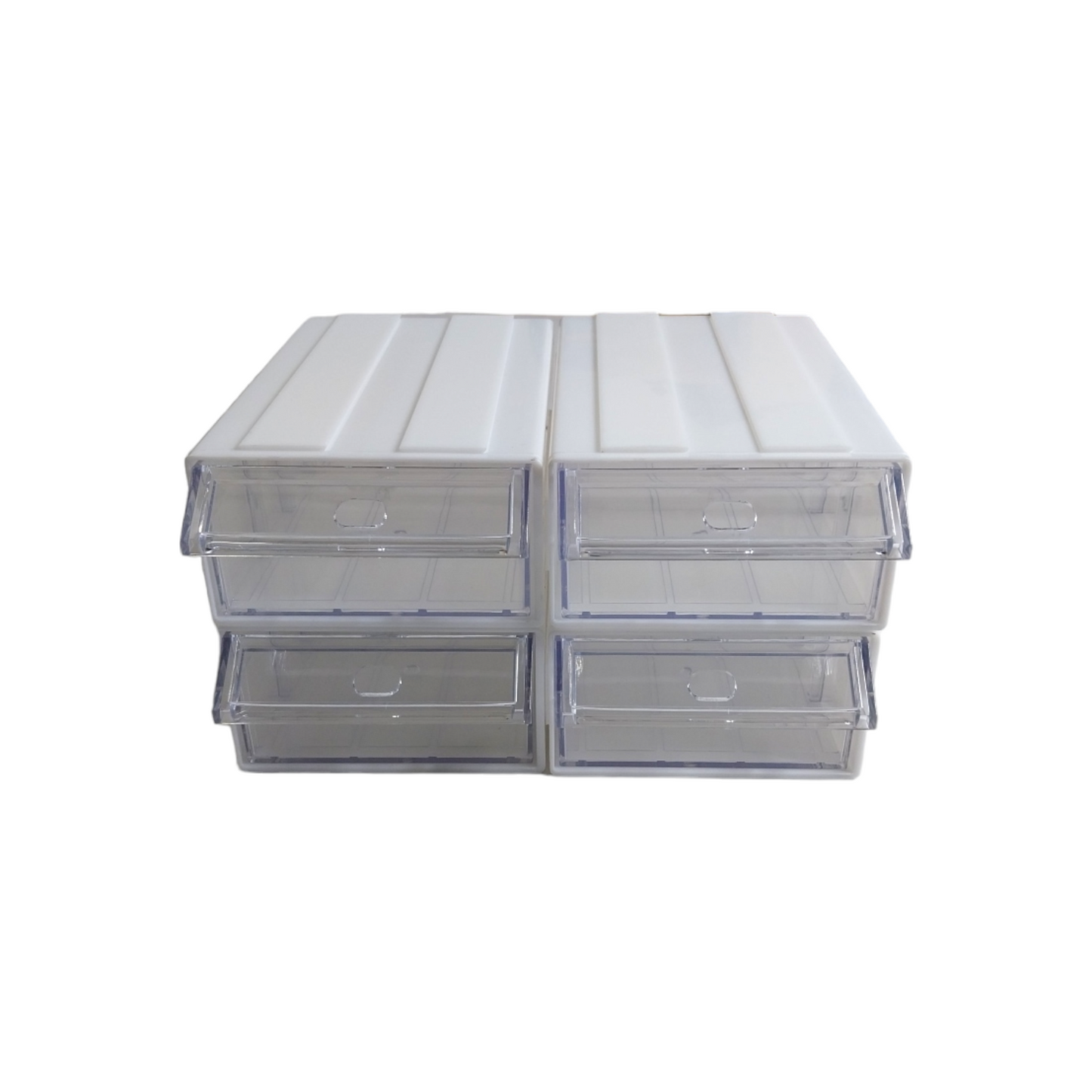 White Stackable Plastic Storage Drawers L203xW135xH79mm with Removable Compartments