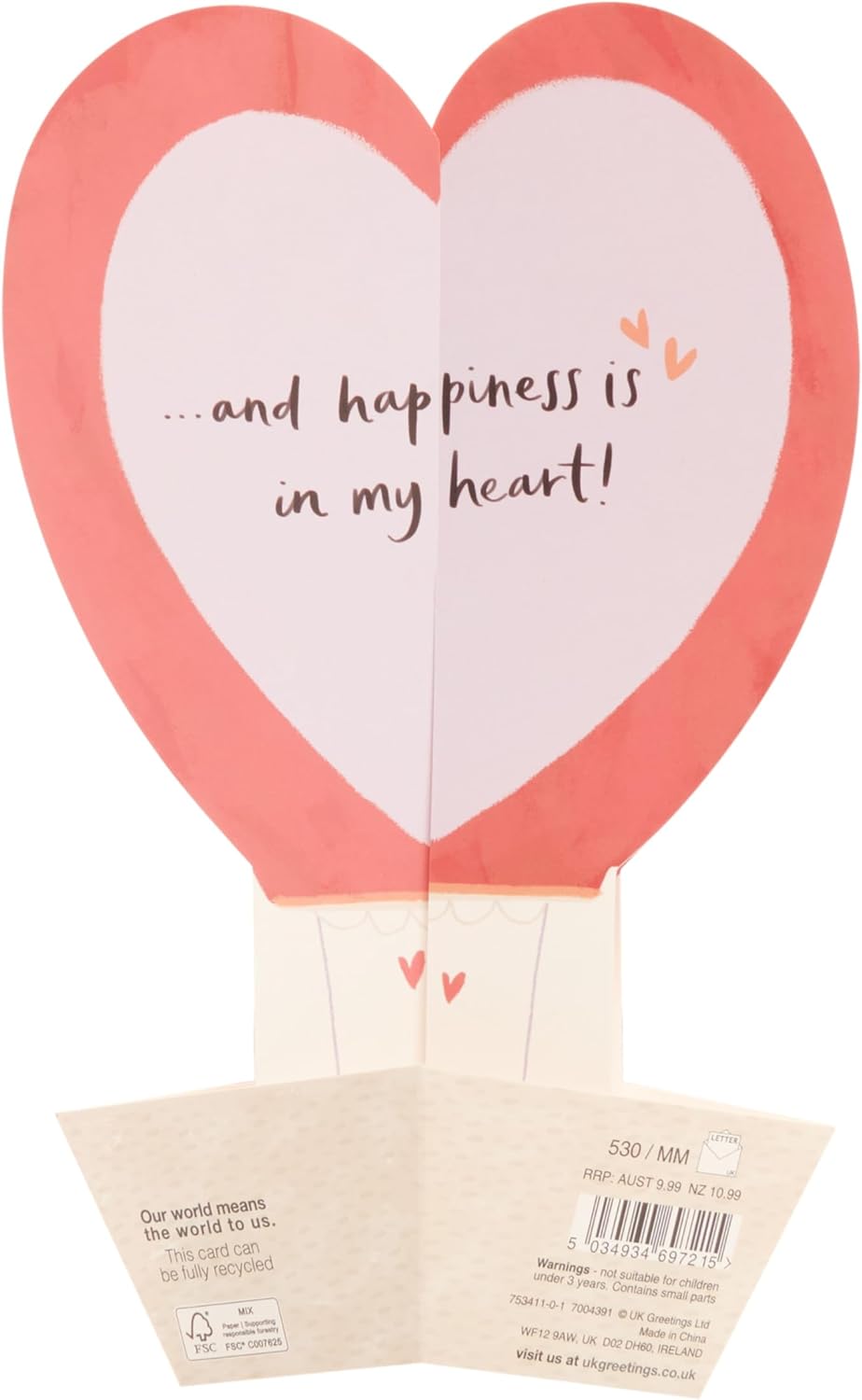 Pop Up Air Balloon Design Valentine's Day Card