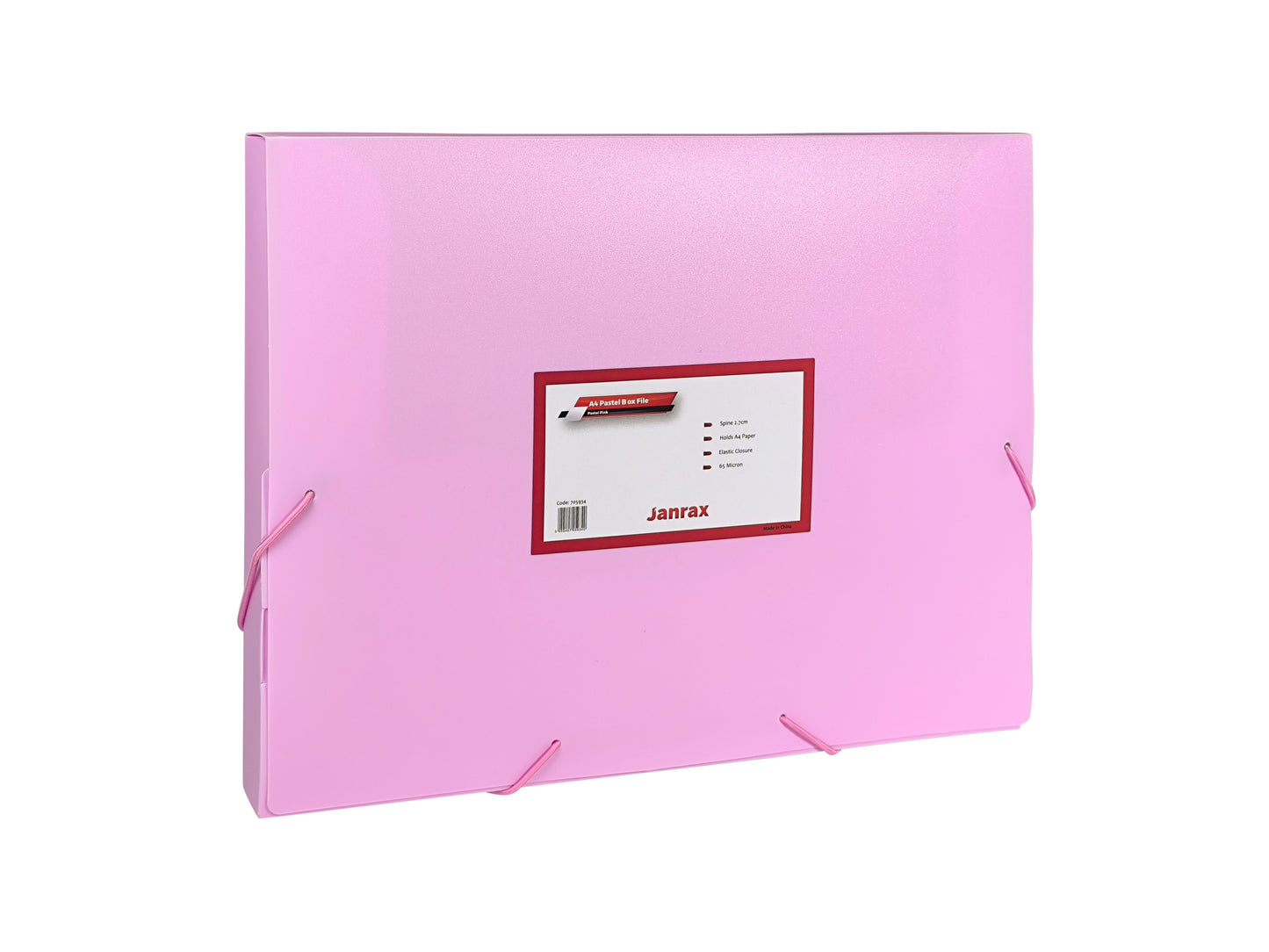 Pack of 5 Pastel Pink A4 Elastic Closure Box Files