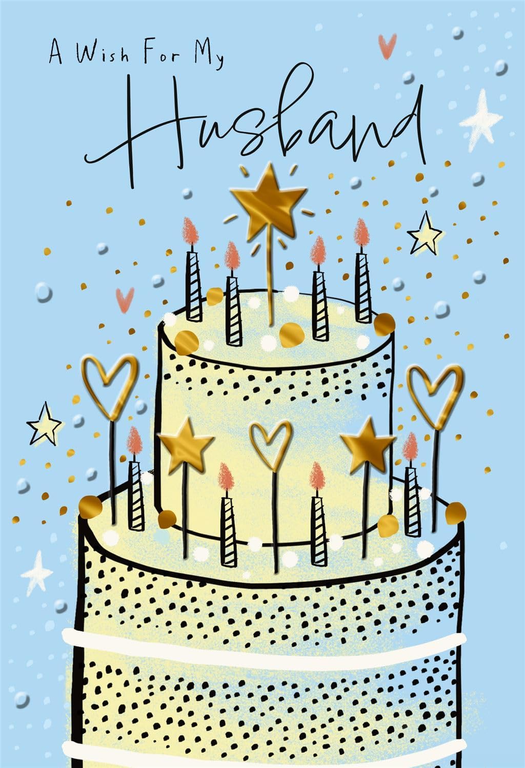 Blue Cake Design Husband Birthday Card