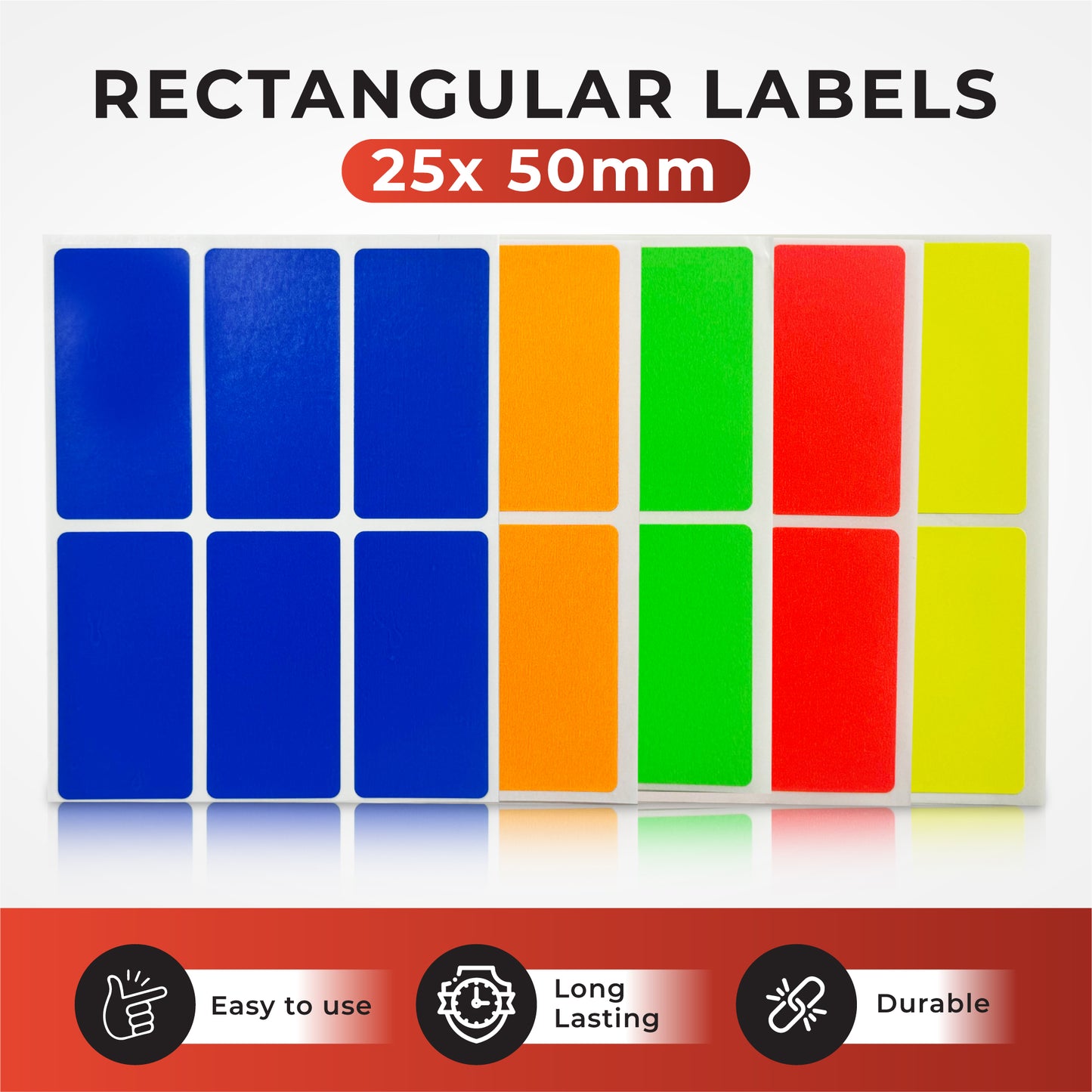 Pack of 240 Fluorescent Orange 25x50mm Rectangular Labels - Adhesive Stickers