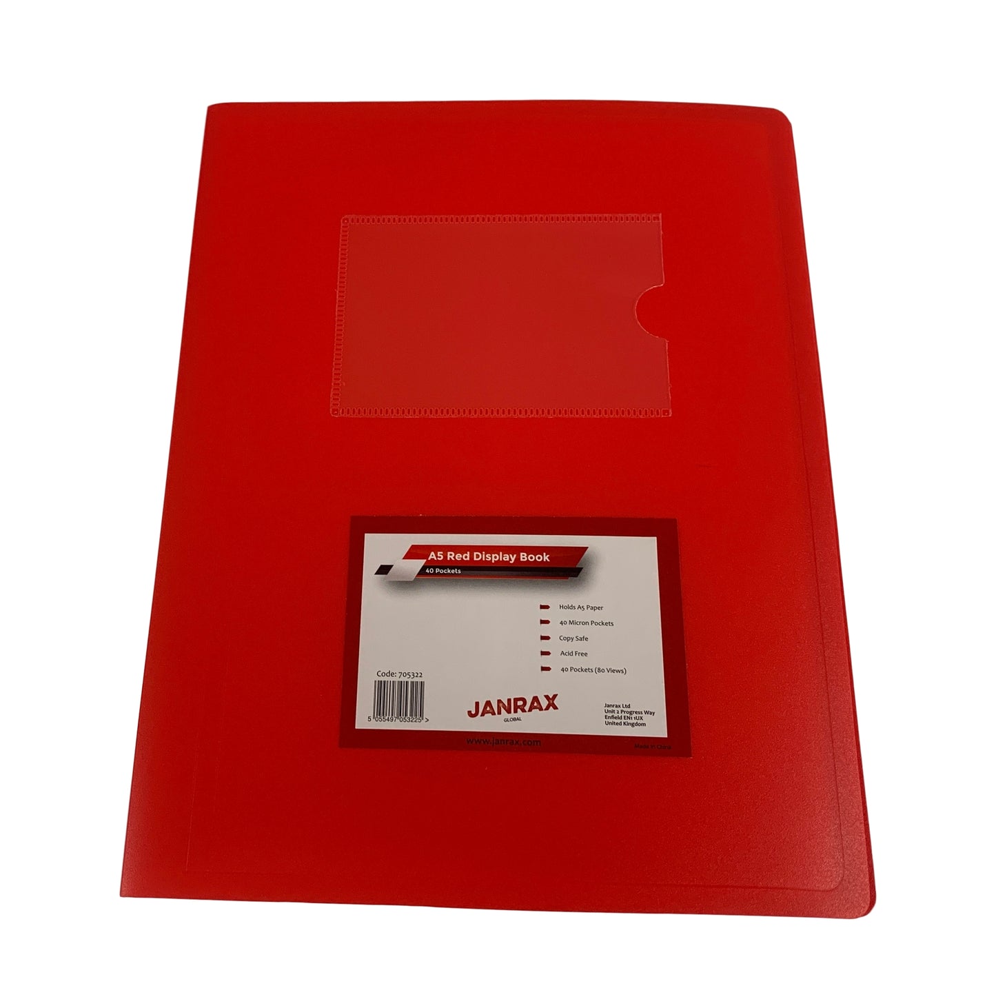 A5 Red Flexible Cover 40 Pocket Display Book