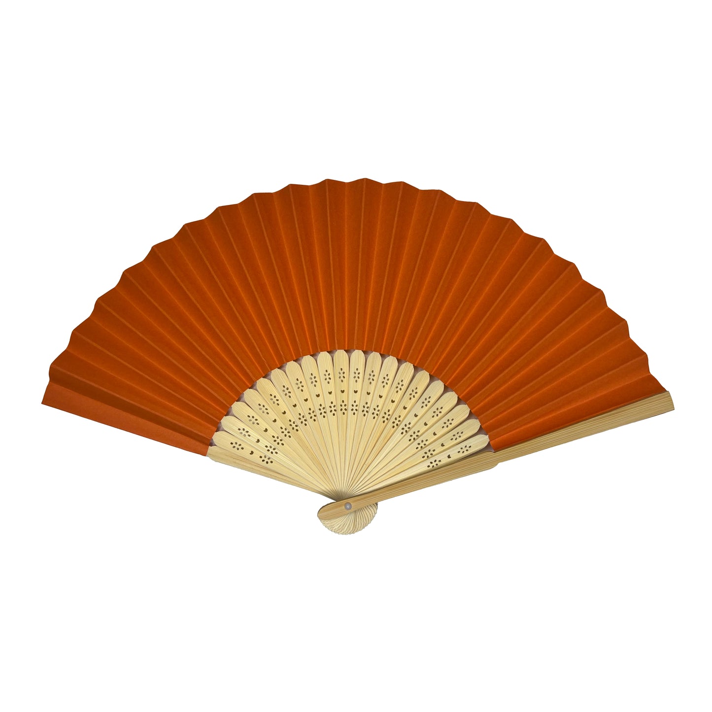 Pack of 50 Orange Paper Foldable Hand Held Bamboo Wooden Fans by Parev