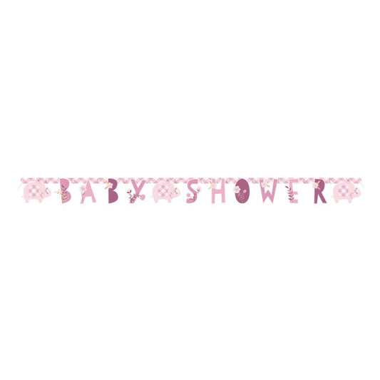 Pink Floral Baby Shower Elephant Jointed Banner