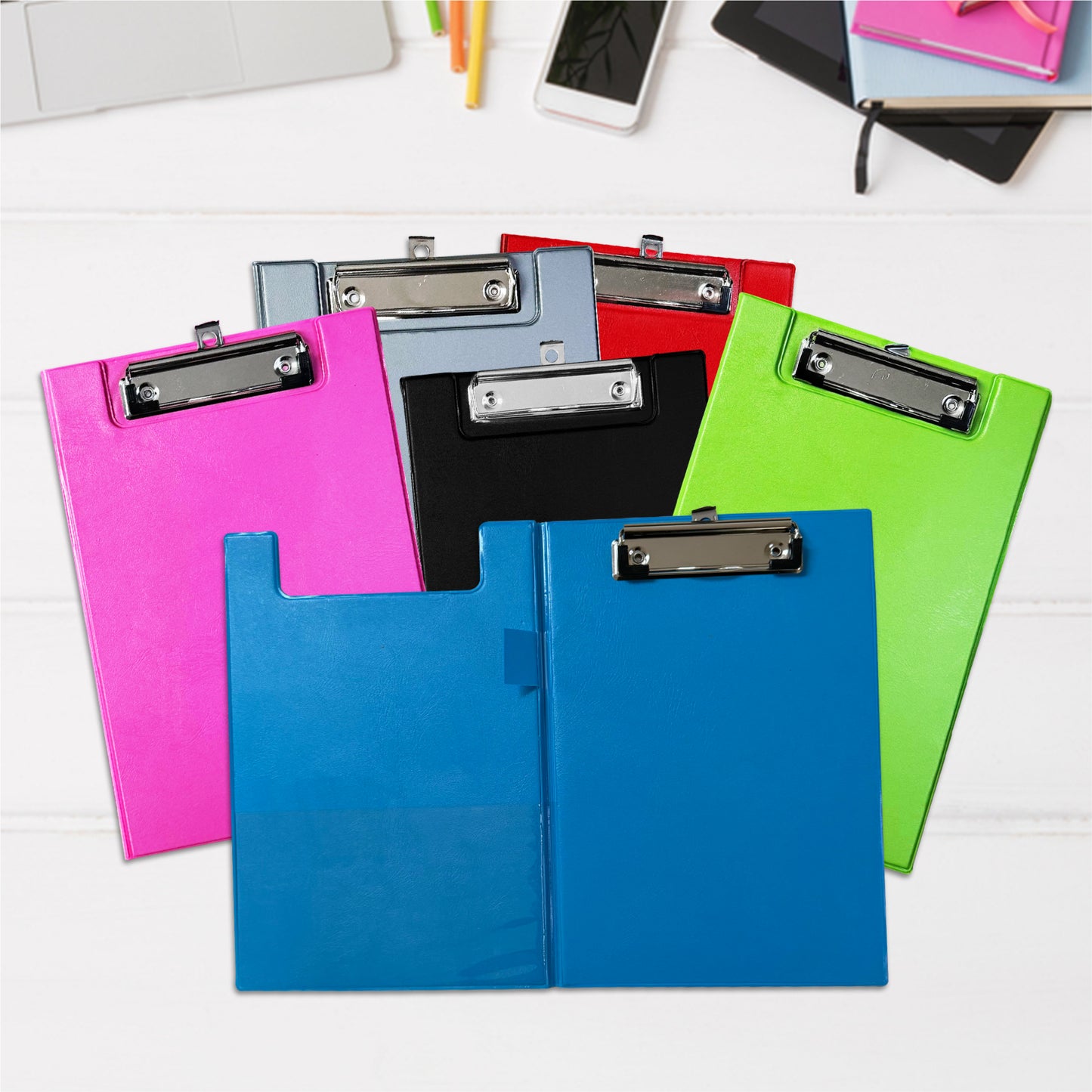 Pack of 12 A5 Neon Green Foldover Clipboards