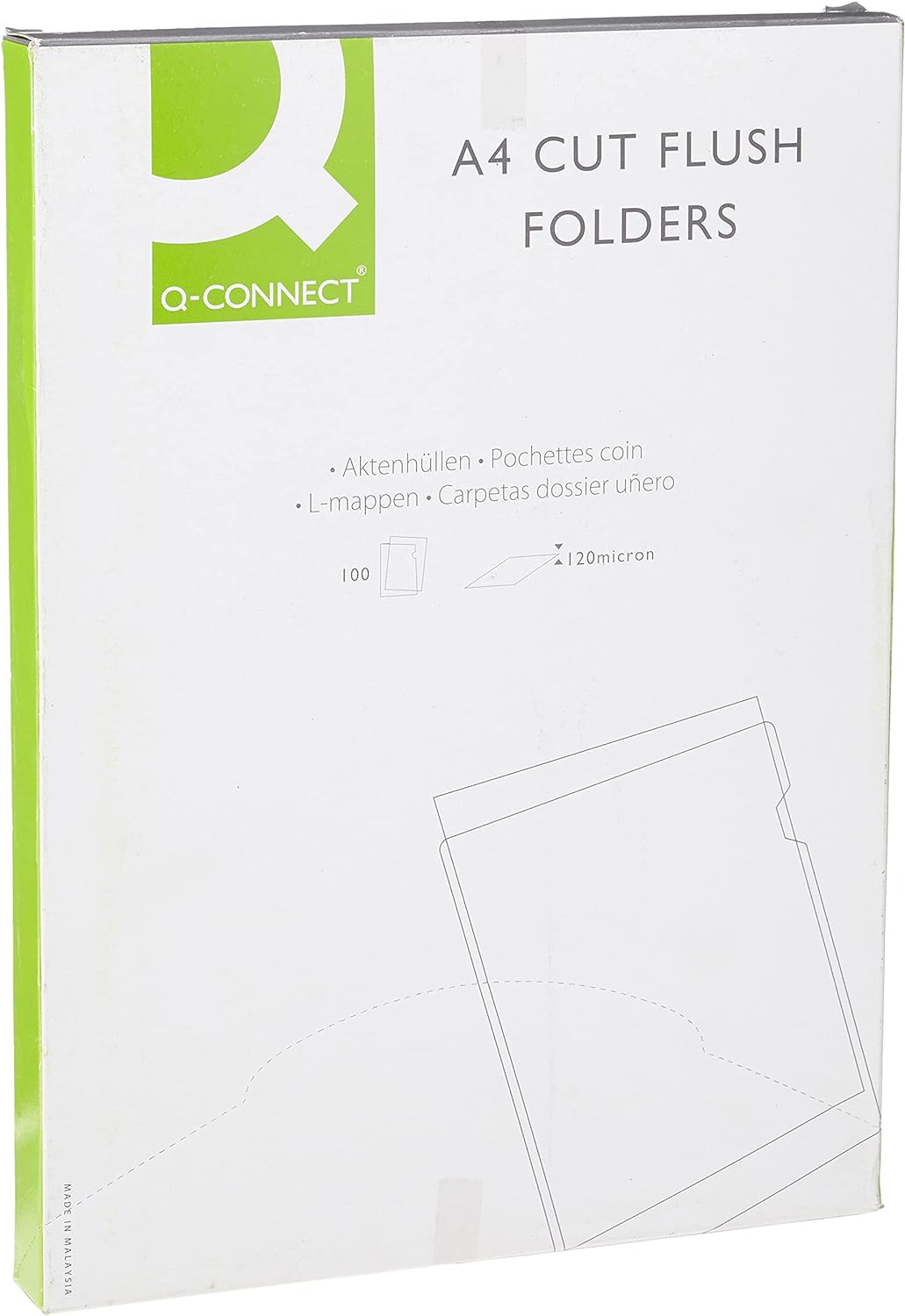 Pack of 100 A4 Clear Cut Flush Folders