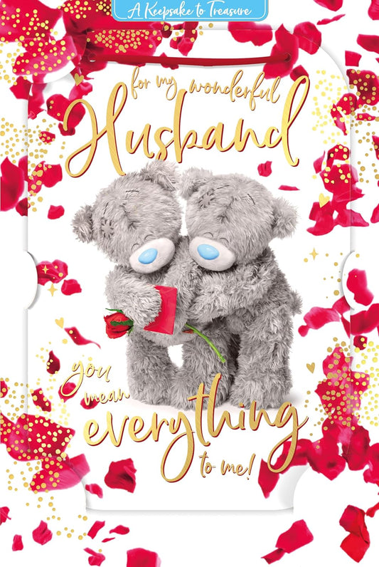 Bears With Rose And Envelope Husband Valentine's Day Card