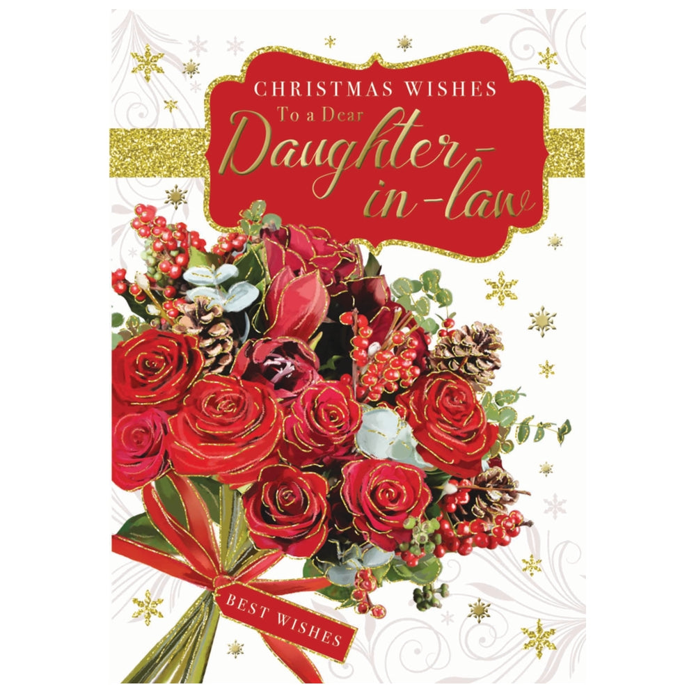 To a Dear Daughter In Law Rose Bouquet Design Christmas Card