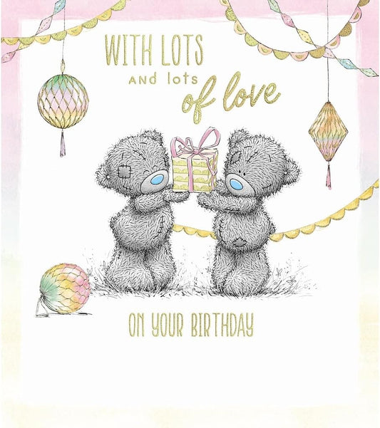 Bears Holding Gift Birthday Card