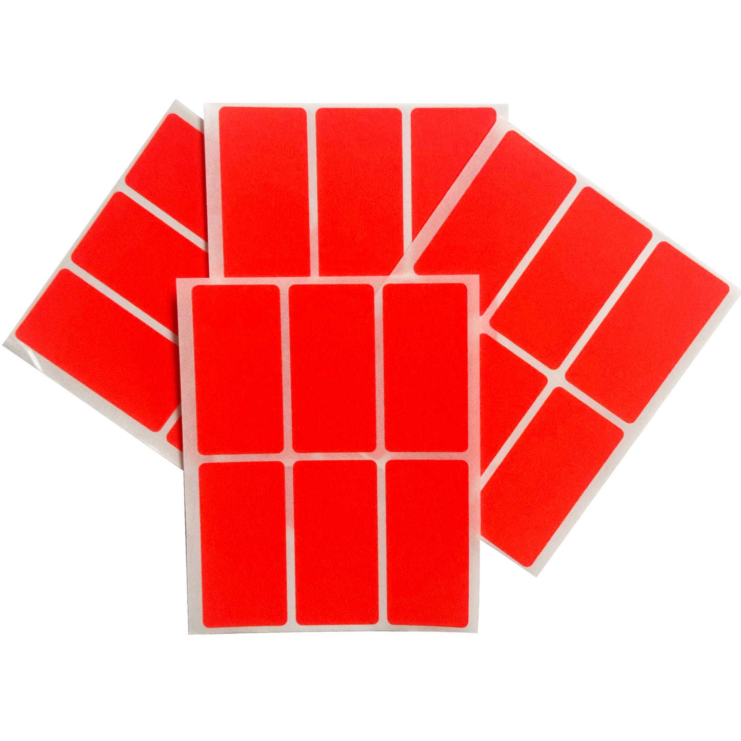 Pack of 120 Fluorescent Red 25x50mm Rectangular Labels - Adhesive Stickers