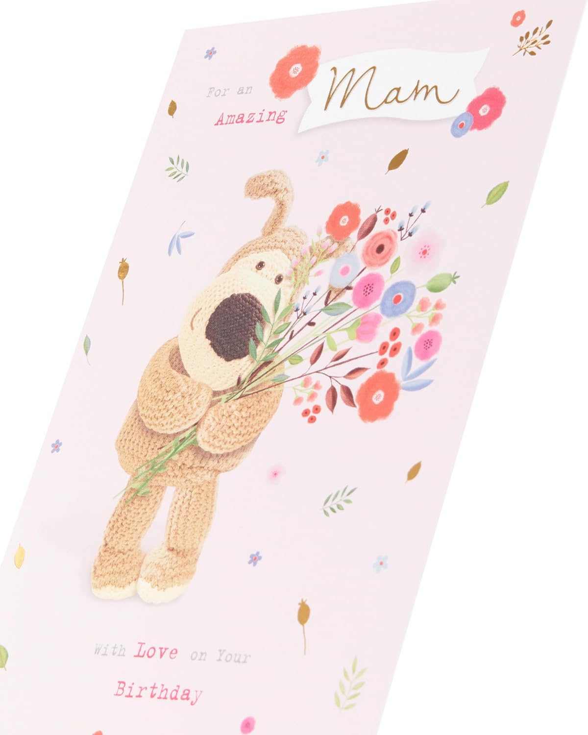 Boofle with Bouquet Mam Birthday Card