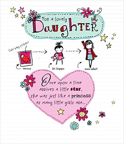 For A Lovely Daughter, Oodles of Doodles Daughter Birthday Card 