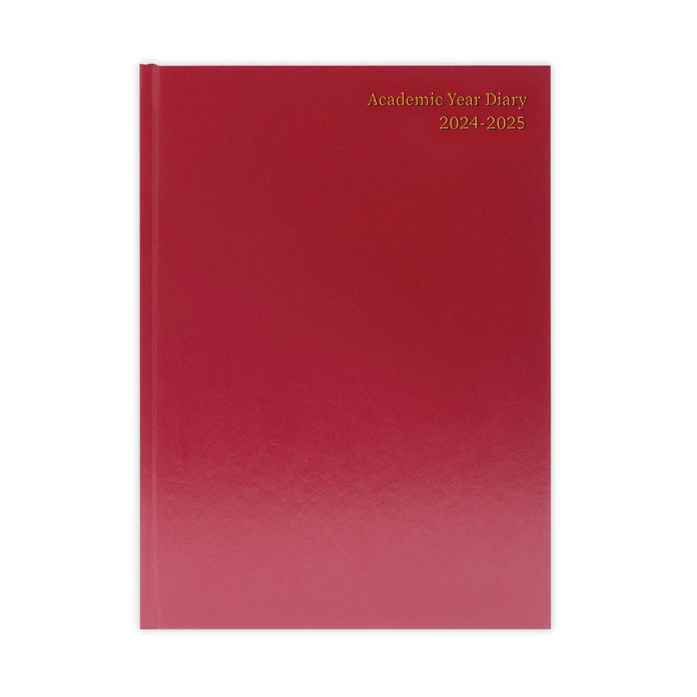 Janrax 2024-2025 A4 Day Per Page Burgundy Academic Diary