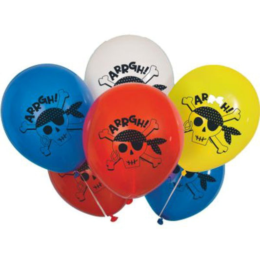 Pack of 8 Ahoy Pirate 12" Latex Balloons