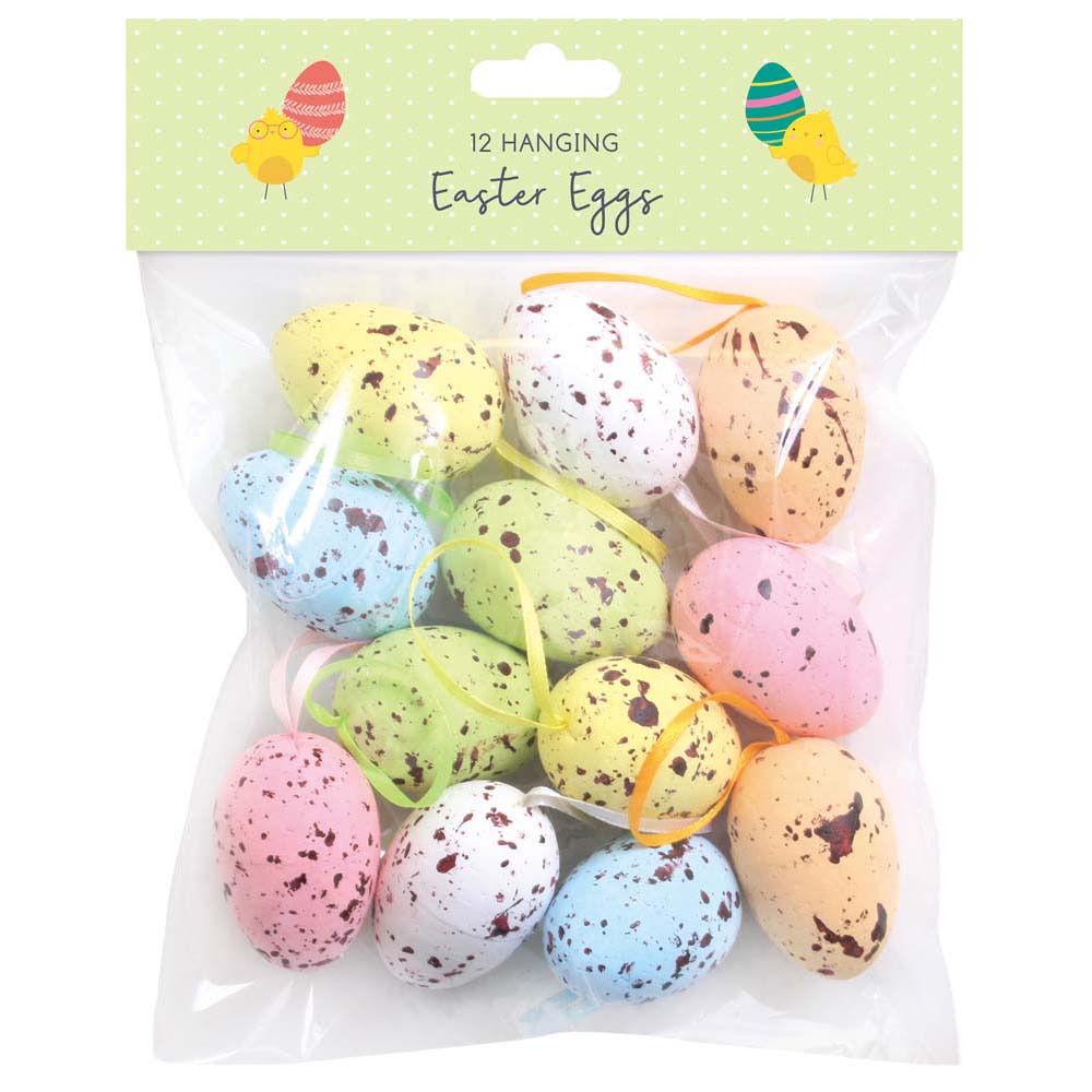 Pack of 12 Medium Hanging Easter Eggs Decoration