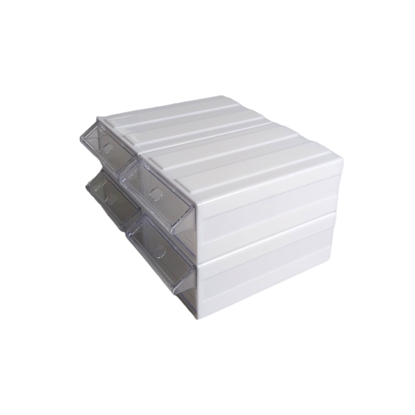 White Stackable Plastic Storage Drawers L183xW110xH61mm with Removable Compartments