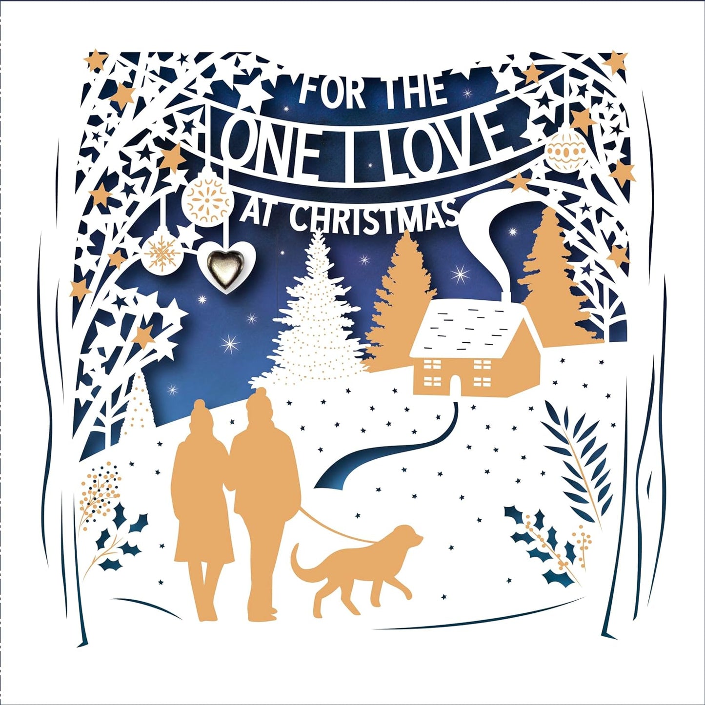 The One I Love 3D Cut Out Foiled Embellished Christmas Card