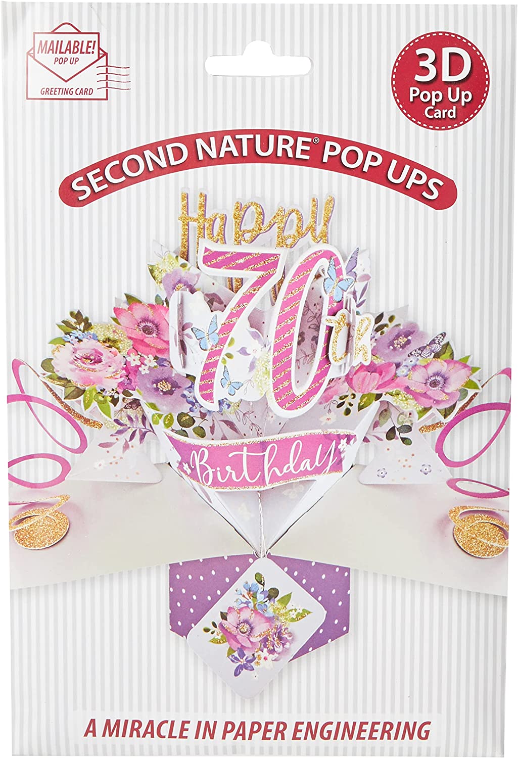 Pop Up 70th Birthday Flowers Greeting Card