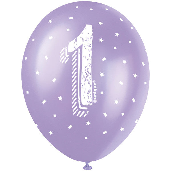 Pack of 5 Number 1 12" Pearlised Latex Balloons