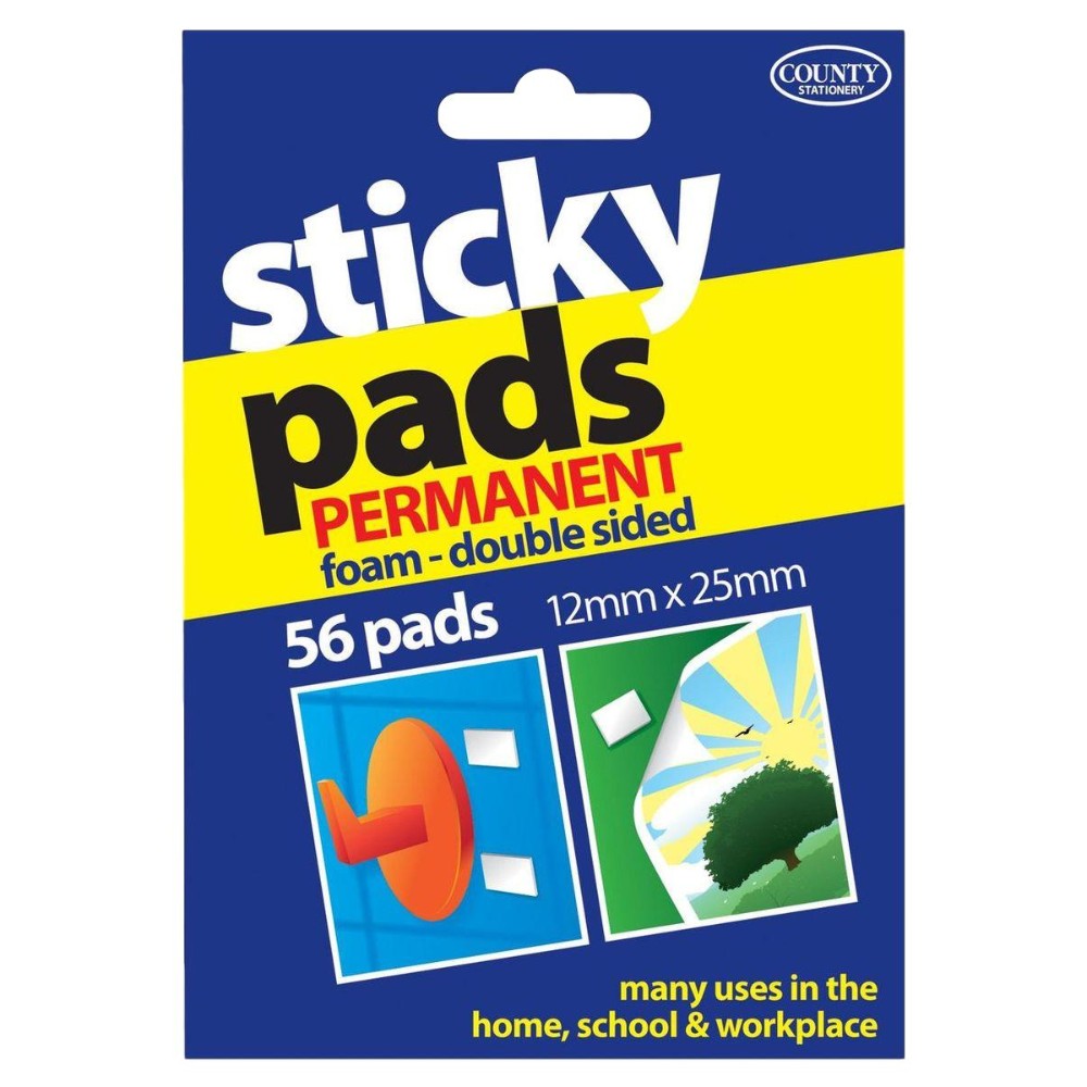 Sticky pads permanent foam - double sided 12mm X 25mm 56 pads