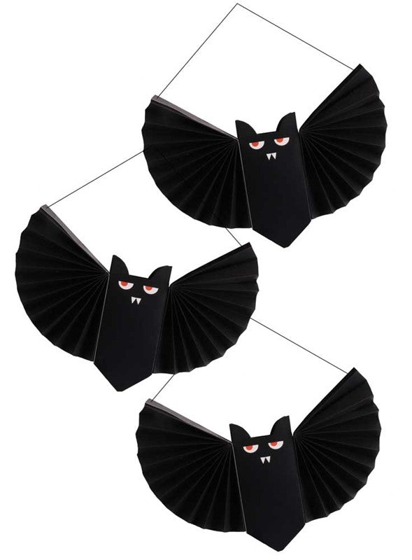 Pack of 3 Halloween Hanging Paper Bat Decorations