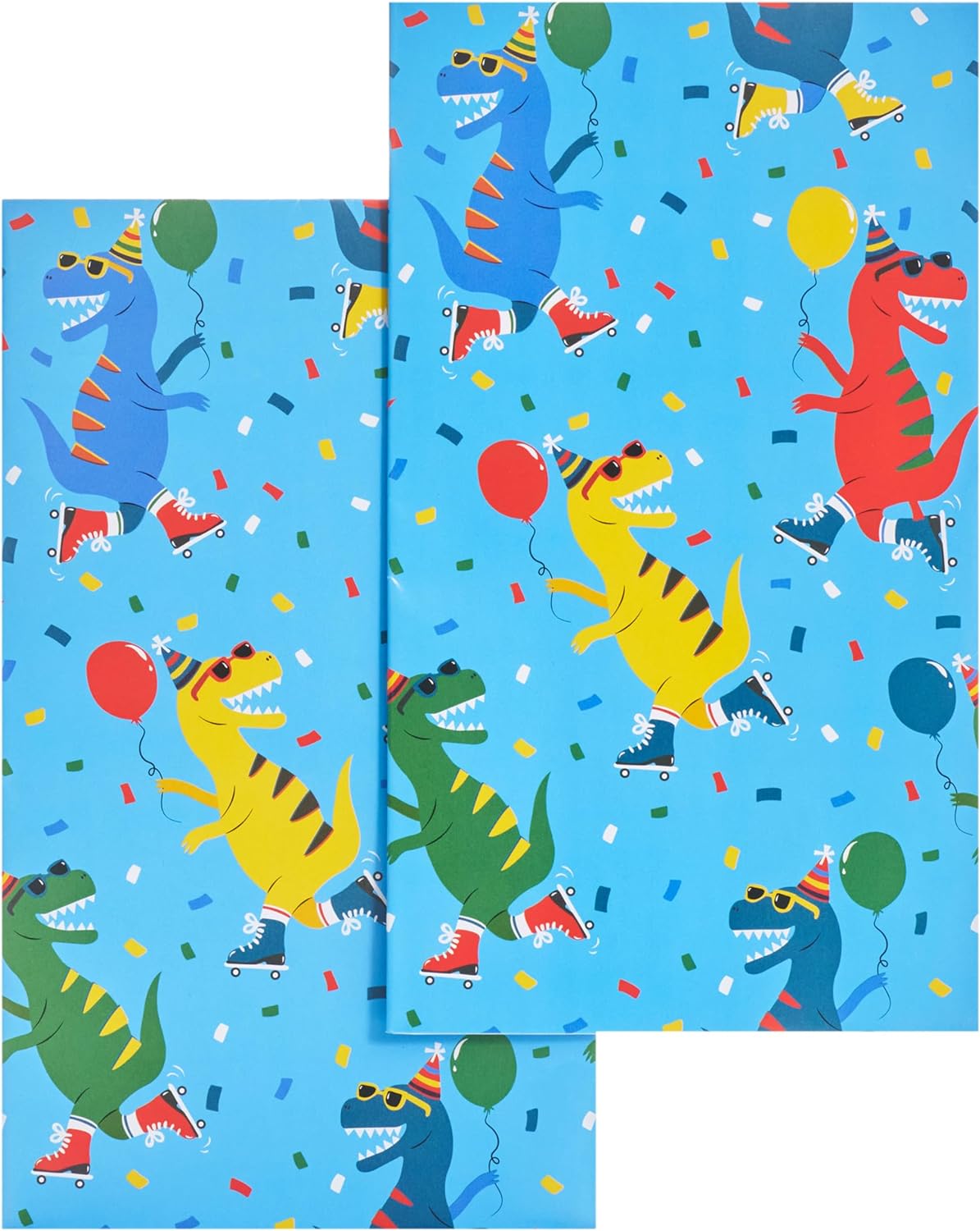 Dinosaur Design 2 Sheets of Wrapping Paper & 2 Tags