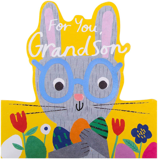 For Grandson Die Cut Bunny Design Easter Card