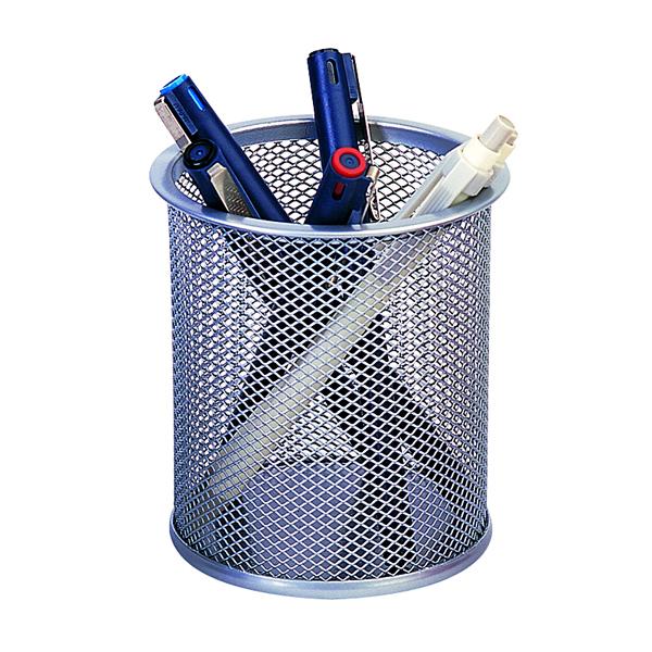 Pack of 2 Sliver Mesh Pen Pot 9 x 10cm