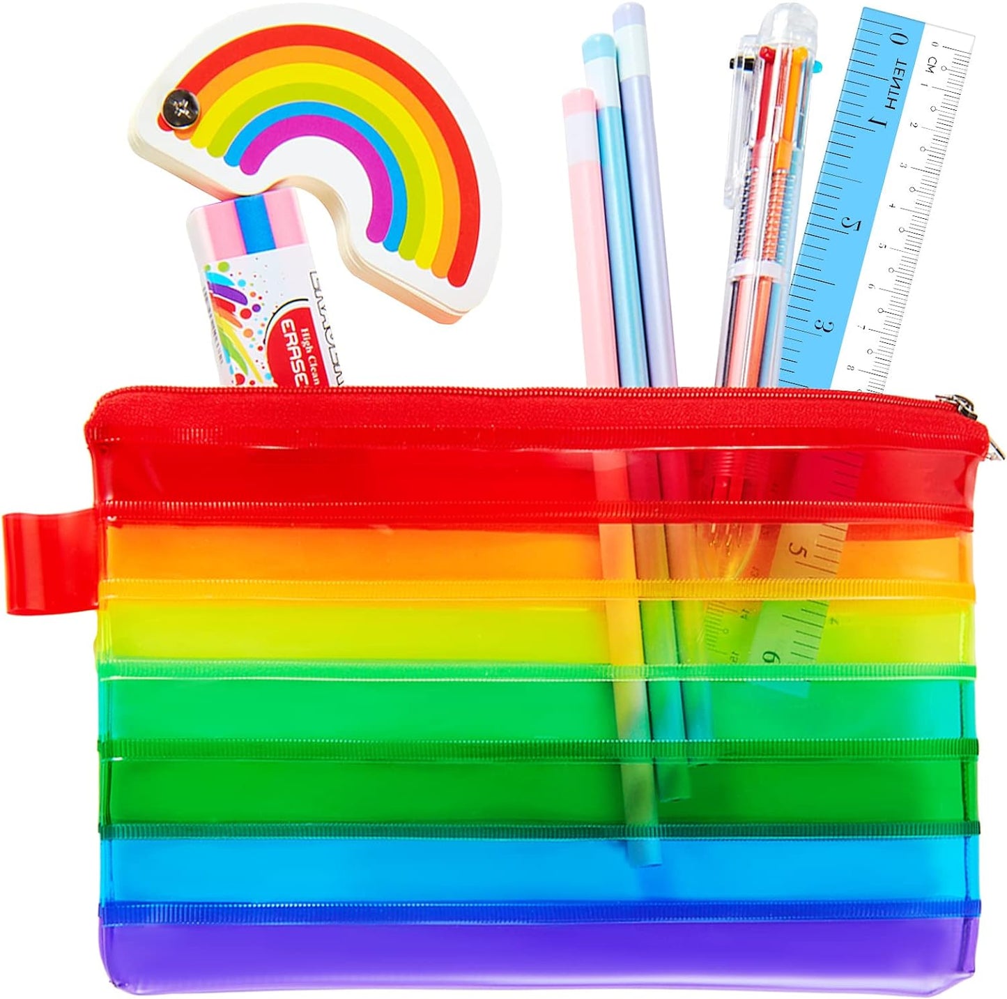 Rainbow Coloured Flat 8x4" Pencil Case