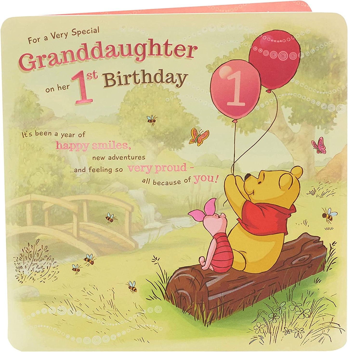 Winnie The Pooh Granddaughter 1st Birthday Card