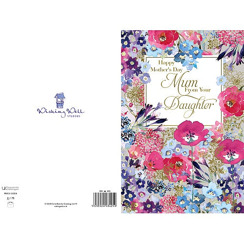 Mum From Daughter Gold Foil And Pink Flower Mother's Day Card