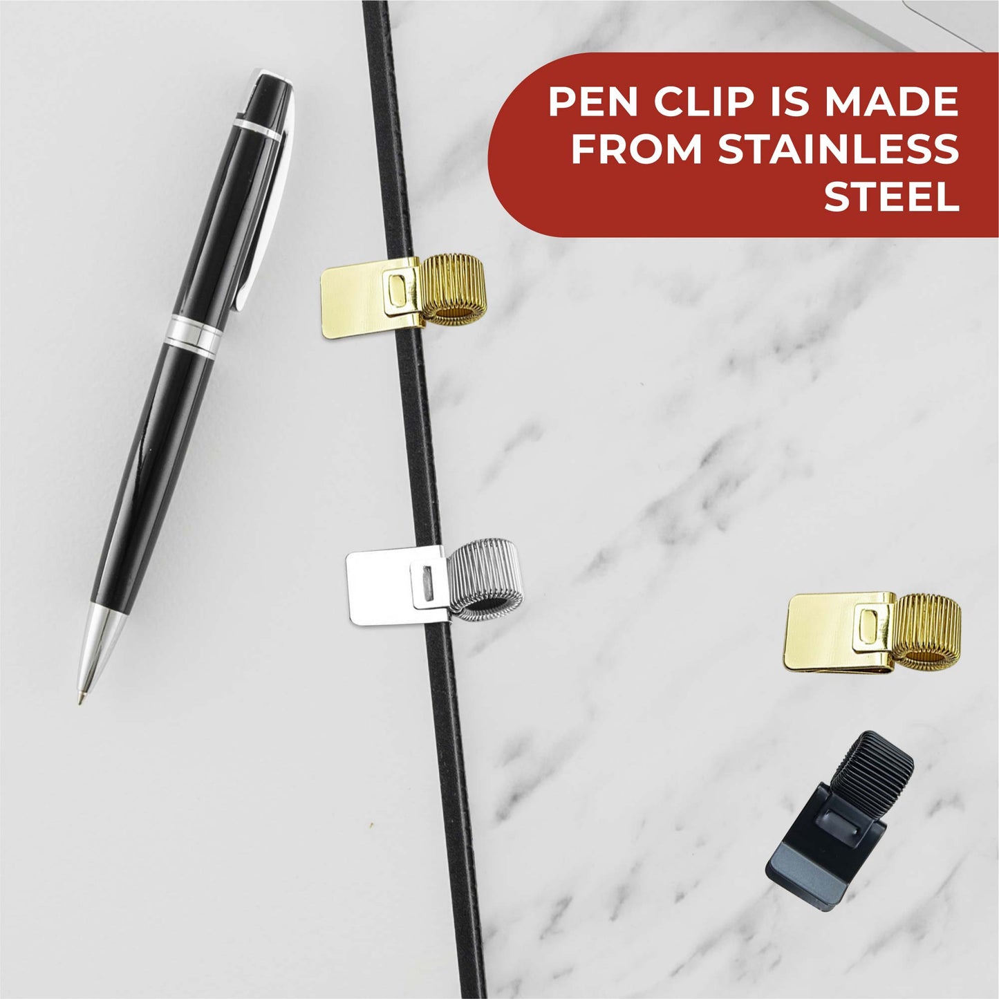 Pack of 12 Metal Pen Holder Clips for Notebook and Clipboard