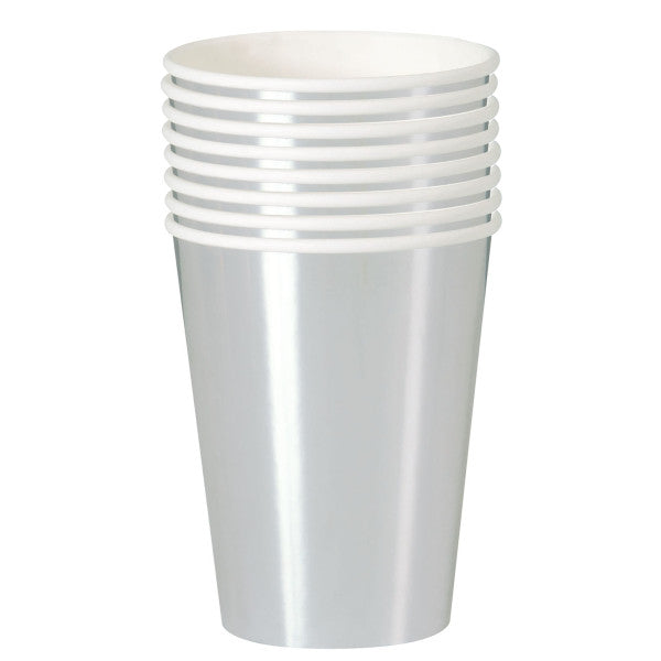 Pack of 8 Silver Foil Board 2oz Paper Cups