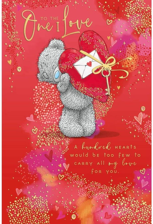 Bear Holding Big Heart One I Love Valentine's Day Card